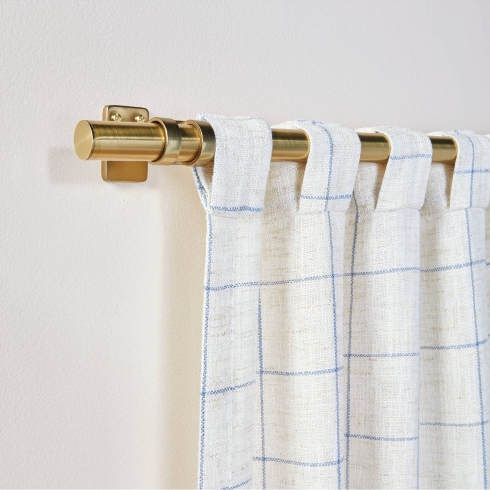 Hearth & Hand Blue/Cream Grid Pattern Window Curtain Panels